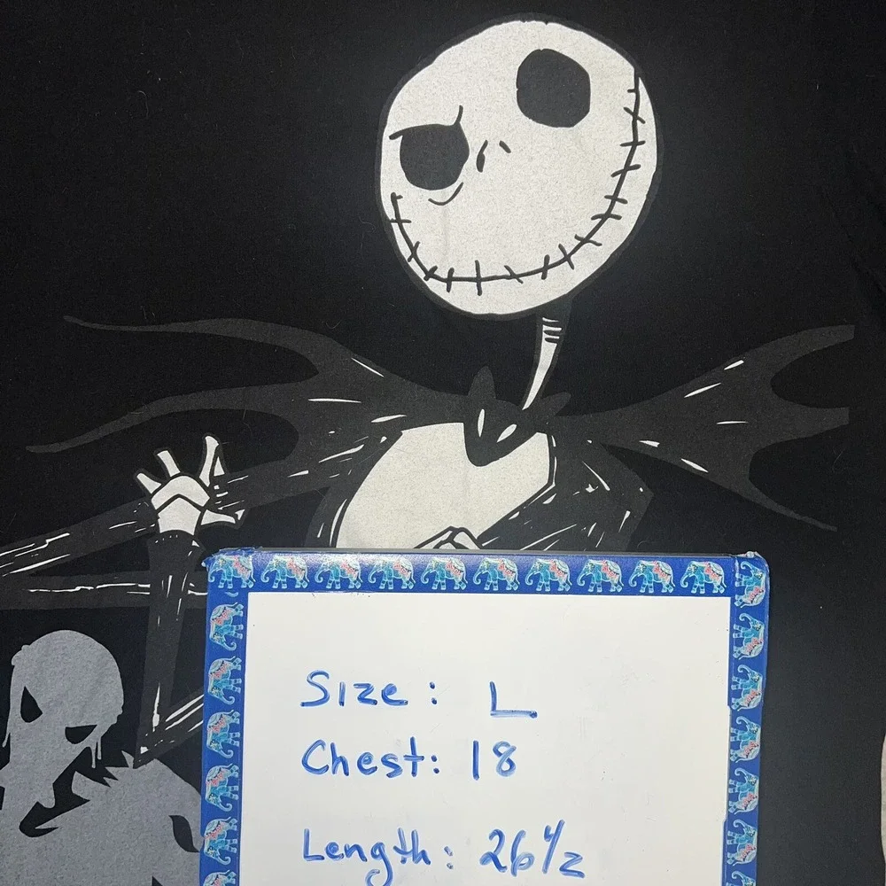 Disney Tim Burton Nightmare Before Christmas T Shirt Sz L‎ Jack & Sally 2-Sided